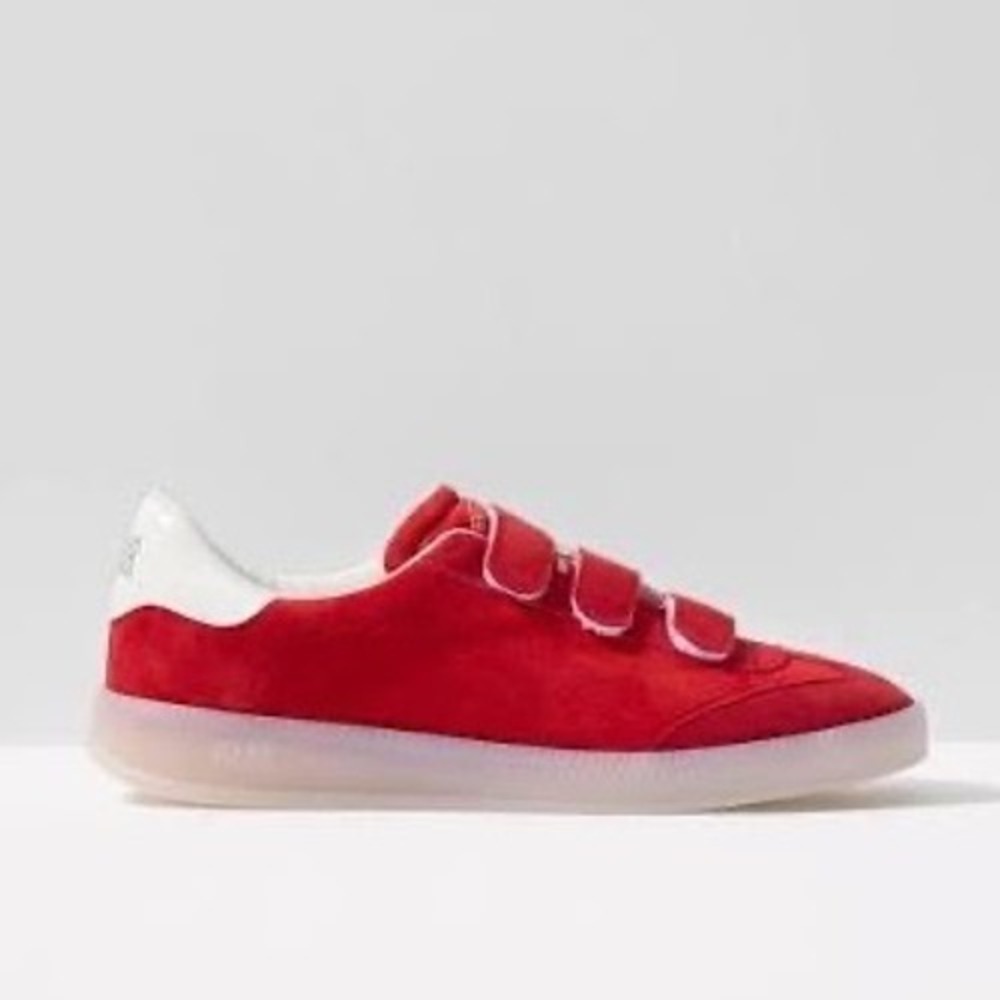 P448 Monza Velcro Red Suede Low Top Sneakers S25MONZAVELCRO1-W Made in Italy 35